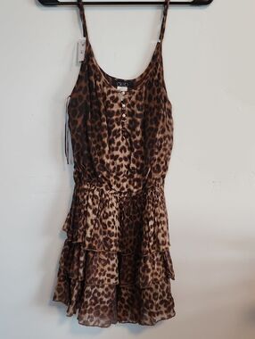 DEB Leopard Print Tiered Ruffle Dress - Brown